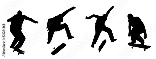 Skateboarding or Skateboarder Silhouettes Vector illustration