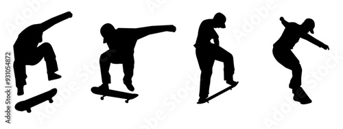 Skateboarding or Skateboarder Silhouettes Vector illustration