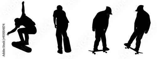 Skateboarding or Skateboarder Silhouettes Vector illustration