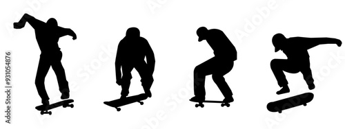Skateboarding or Skateboarder Silhouettes Vector illustration