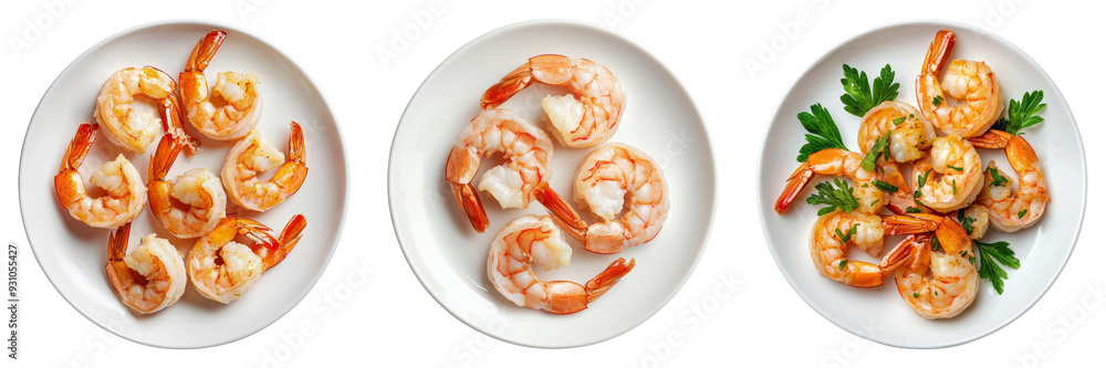 Three delicious plates of shrimp dishes with different preparations. Ideal for seafood lovers and culinary enthusiasts Three delicious plates of shrimp dishes with different preparations. Ideal for seafood lovers and culinary enthusiasts
