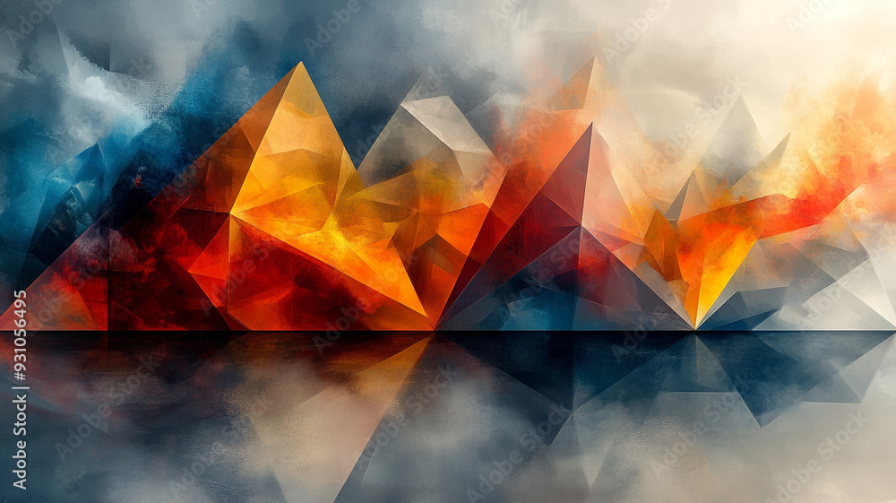 Triangular peaks of red and blue. Abstract background. Triangular peaks of red and blue. Abstract background.