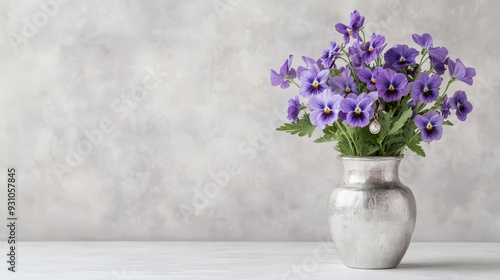 Wallpaper Mural A delicate bunch of violets in a vintage silver vase, with an antique charm, violets, silver vase, vintage Torontodigital.ca
