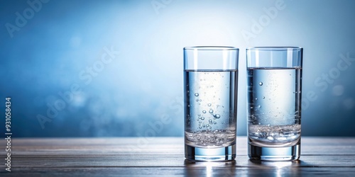 Two clear drinking glasses filled with refreshing water, refreshing, hydration, clear, beverage,pure, liquid, glassware, drink, health