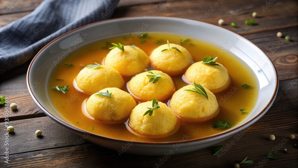 Polenta dumplings floating in a rich broth, polenta, dumplings, broth, comfort food, Italian cuisine, savory, vegetarian Polenta dumplings floating in a rich broth, polenta, dumplings, broth, comfort food, Italian cuisine, savory, vegetarian