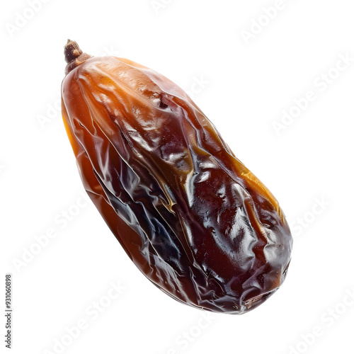 single dried date fruit isolated on a white background