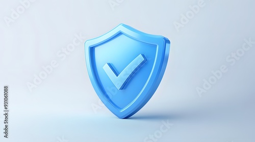 Free Download cartoon 3d Icon safety shield check mark perspective . Blue symbol security safety icon. Checkmark in minimalistic style. 3d vector illustration. white background - GFXLoad