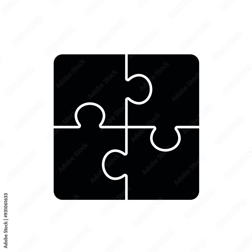Puzzle icon. Puzzle icon silhouette Puzzle icon. Puzzle icon silhouette