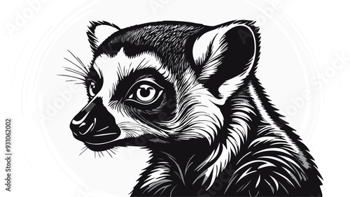 Lemur Head Sketch Style - Beast Animal Face Portrait Mammal Fur

