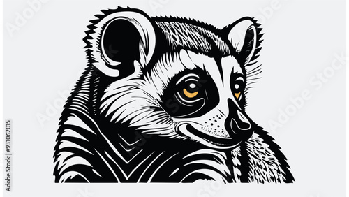 Lemur Head Sketch Style - Beast Animal Face Portrait Mammal Fur
