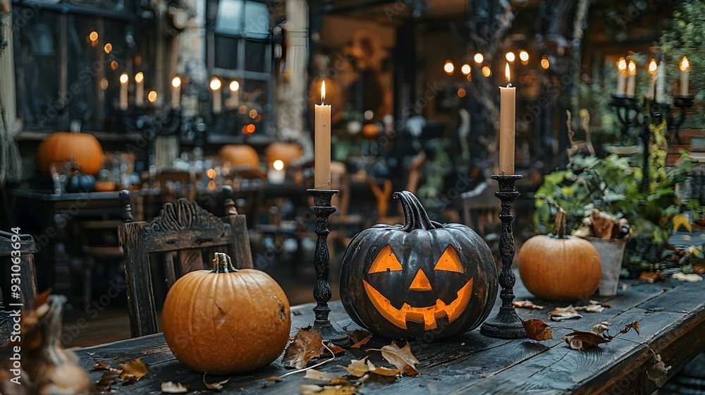 Obraz premium Halloween Pumpkin With Candlelight.