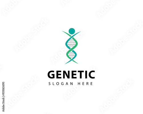 Genetics logo creative DNA biology health care people design concept medical nature leaf