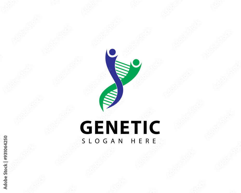 Fototapeta premium Genetics logo creative DNA biology health care people design concept medical