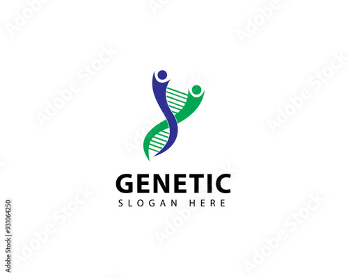 Genetics logo creative DNA biology health care people design concept medical