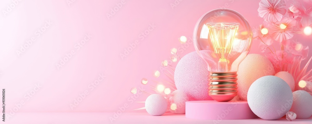 Fototapeta premium Designing brilliance, bright idea visualization, creative energy, 3D illustration