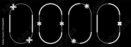 Aesthetic frame elements. minimal graphic elements with stars vector illustration