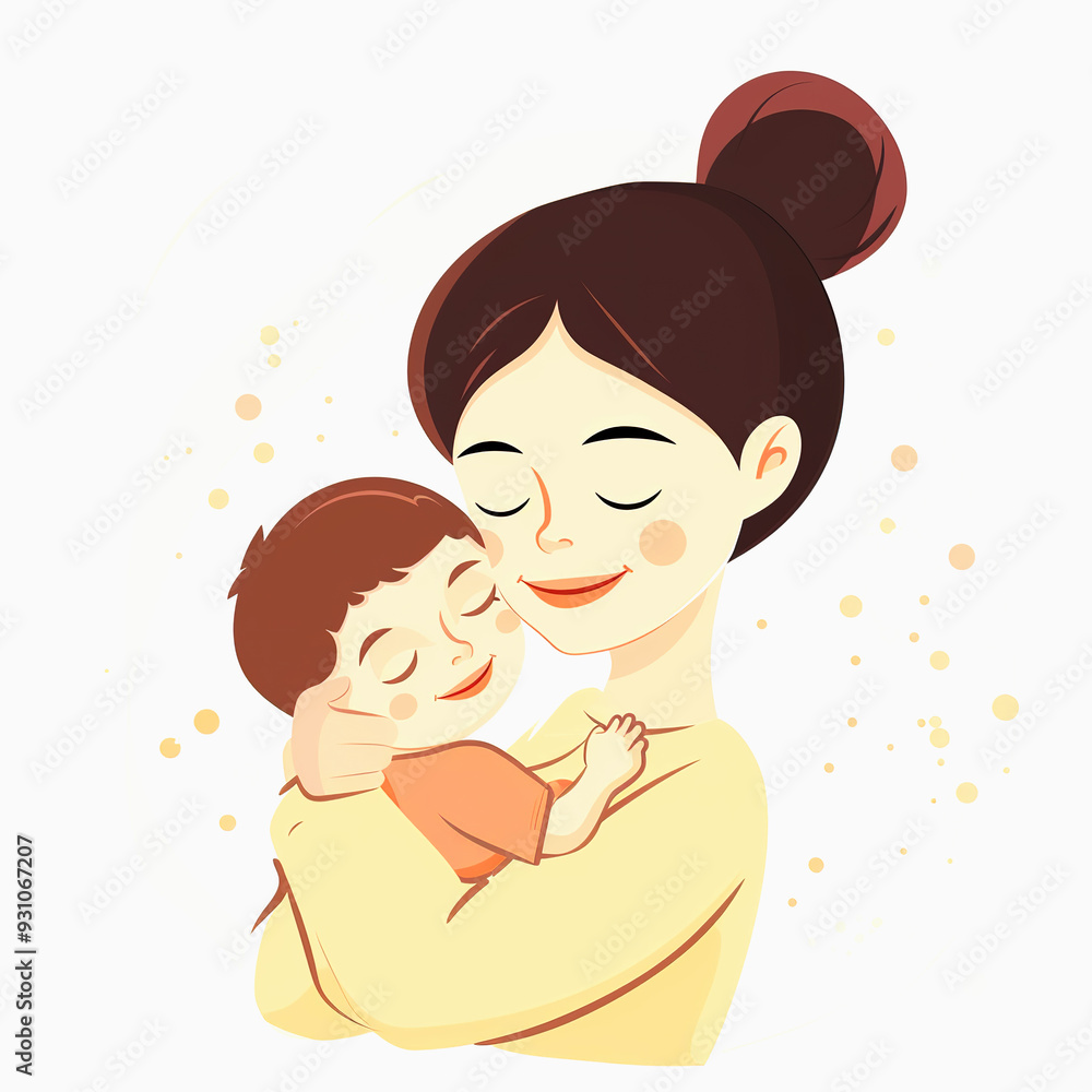 A Mother Gently Holding and Loving Her Sleeping Baby A Mother Gently Holding and Loving Her Sleeping Baby
