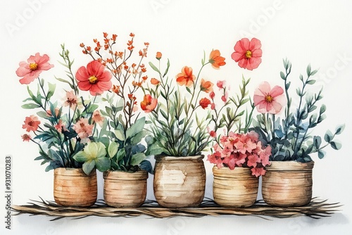 Wallpaper Mural Boho spring equinox wreath clipart decorated with  532 flower, bouquet, plant, pot, nature, flowers, spring, blossom, pink, vase, floral, garden, isolated, bloom, tulip, decoration, petal, flowerpot,  Torontodigital.ca