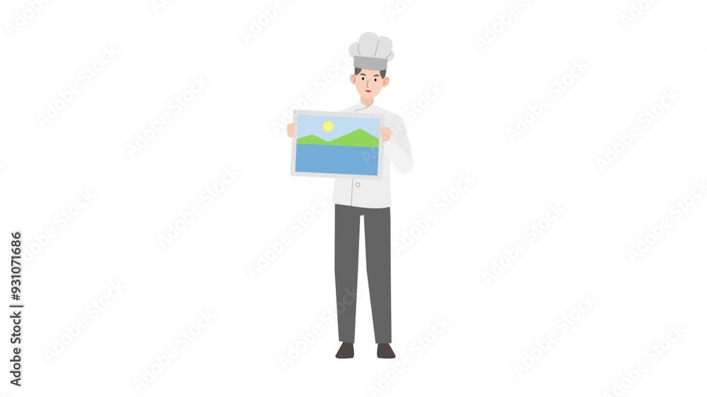 Chef holding a picture Chef holding a picture