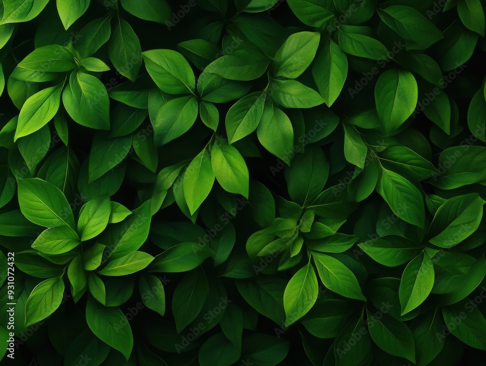 A lush, green layer of leaves, creating a vibrant and rich texture. Perfect for nature themes and backgrounds. A lush, green layer of leaves, creating a vibrant and rich texture. Perfect for nature themes and backgrounds.