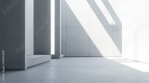 Minimalist interior design in a modern building, captured in a close-up with a neutral backdrop to emphasize simplicity.