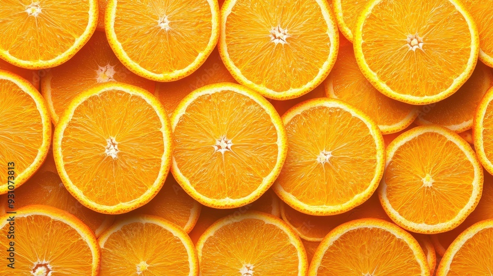 Orange slices forming a seamless background, captured from a top-down perspective Orange slices forming a seamless background, captured from a top-down perspective