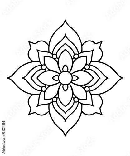 simple mandala design for coloring book, relaxing and simple mandala art