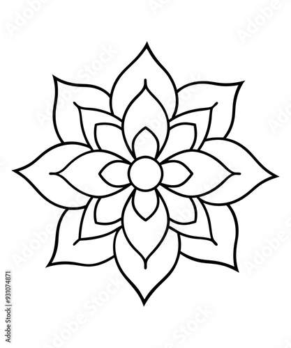 simple mandala design for coloring book, relaxing and simple mandala art