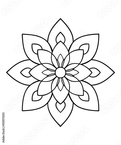 simple mandala design for coloring book, relaxing and simple mandala art