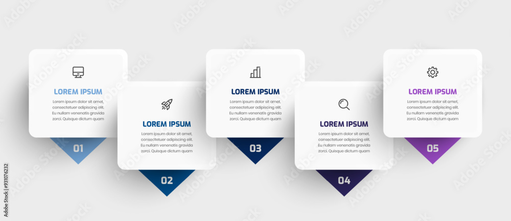 Fototapeta premium Business Infographic Template with Square Label Icon and 5 Number Can be Used for Presentation