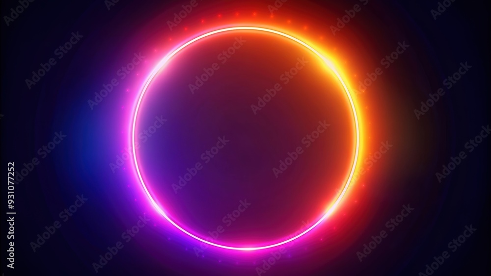 Abstract neon circle with red orange and purple glowing border on dark background, colorful light effect, bright illuminated circle Abstract neon circle with red orange and purple glowing border on dark background, colorful light effect, bright illuminated circle