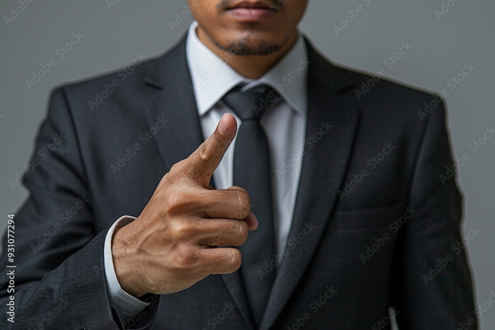 businessman finger point to empty space,front view --no icon,elements,logo,sign .generative ai businessman finger point to empty space,front view --no icon,elements,logo,sign .generative ai