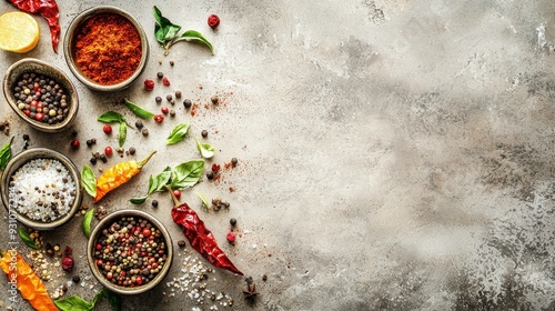 Cooking concept with spices on concrete background photo