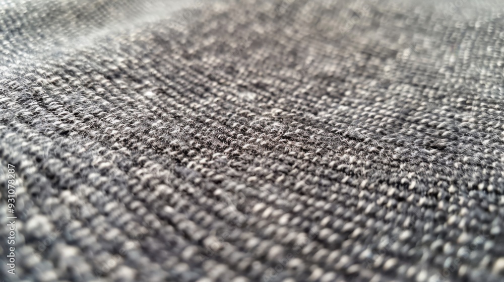 A close-up of a gray denim fabric, showing the weave and texture in detail A close-up of a gray denim fabric, showing the weave and texture in detail