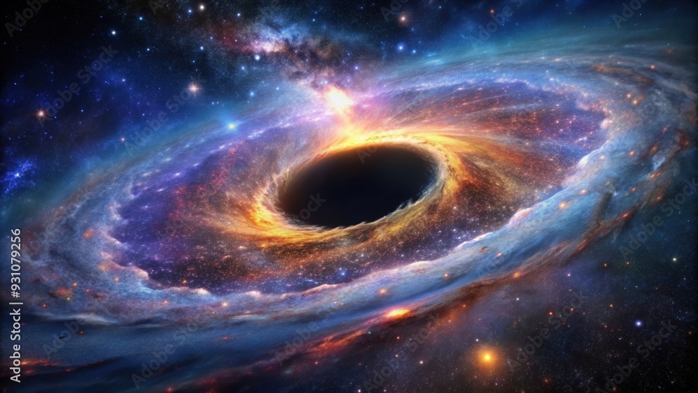 Obraz premium A stunning image of a galaxy with a black hole in deep space, Galaxy, Black hole, Space, Deep, Exploration, Universe