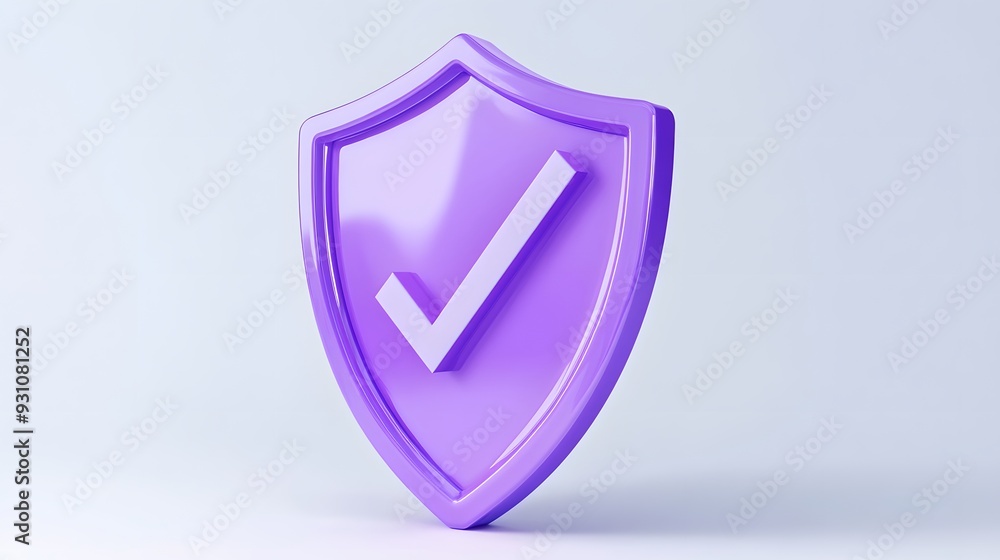 cartoon 3d Icon safety shield check mark perspective . purple symbol security safety icon. Checkmark in minimalistic style. 3d vector illustration. white background cartoon 3d Icon safety shield check mark perspective . purple symbol security safety icon. Checkmark in minimalistic style. 3d vector illustration. white background