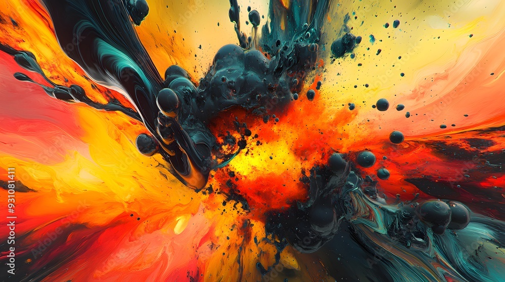 70. An artistic depiction of a toxic chemical explosion with hazardous, colorful effects 70. An artistic depiction of a toxic chemical explosion with hazardous, colorful effects