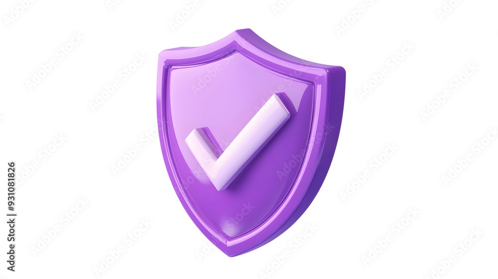 cartoon 3d Icon safety shield check mark perspective . purple symbol security safety icon. Checkmark in minimalistic style. 3d vector illustration. white background cartoon 3d Icon safety shield check mark perspective . purple symbol security safety icon. Checkmark in minimalistic style. 3d vector illustration. white background