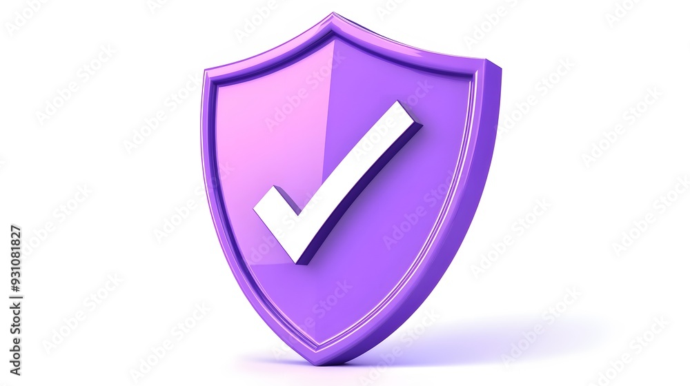 cartoon 3d Icon safety shield check mark perspective . purple symbol security safety icon. Checkmark in minimalistic style. 3d vector illustration. white background cartoon 3d Icon safety shield check mark perspective . purple symbol security safety icon. Checkmark in minimalistic style. 3d vector illustration. white background