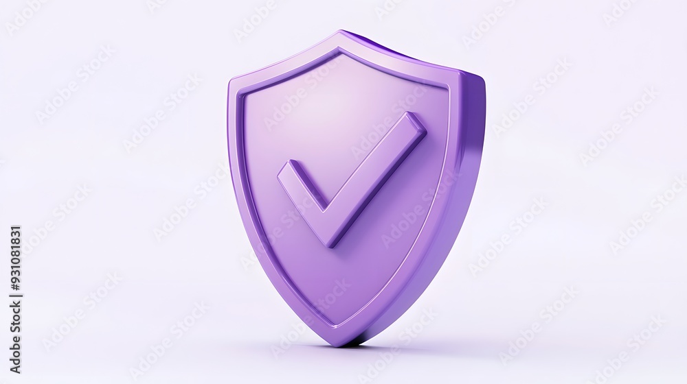 cartoon 3d Icon safety shield check mark perspective . purple symbol security safety icon. Checkmark in minimalistic style. 3d vector illustration. white background cartoon 3d Icon safety shield check mark perspective . purple symbol security safety icon. Checkmark in minimalistic style. 3d vector illustration. white background