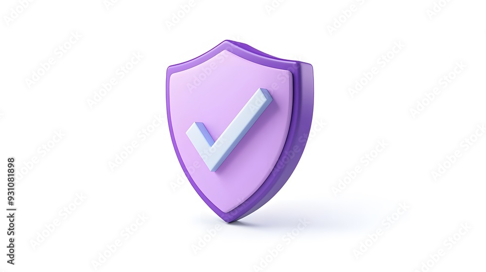 cartoon 3d Icon safety shield check mark perspective . purple symbol security safety icon. Checkmark in minimalistic style. 3d vector illustration. white background cartoon 3d Icon safety shield check mark perspective . purple symbol security safety icon. Checkmark in minimalistic style. 3d vector illustration. white background