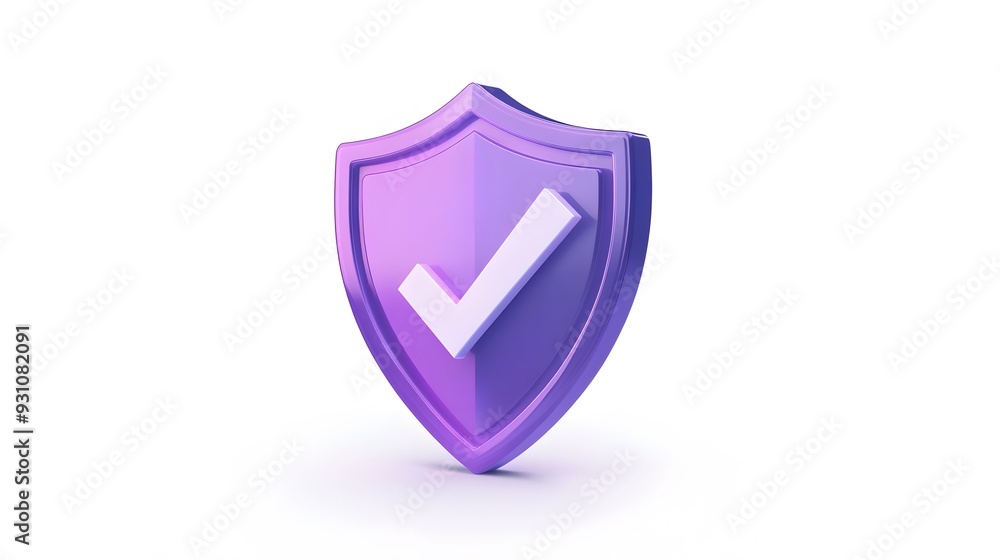cartoon 3d Icon safety shield check mark perspective . purple symbol security safety icon. Checkmark in minimalistic style. 3d vector illustration. white background cartoon 3d Icon safety shield check mark perspective . purple symbol security safety icon. Checkmark in minimalistic style. 3d vector illustration. white background