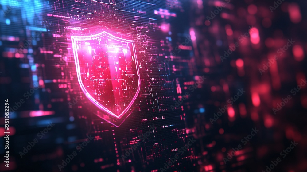 Cybersecurity Protection Concept with Firewall Icon on Digital Screen Defending Against Phishing and Social Engineering, Dark Gradient Background Copy Space Cybersecurity Protection Concept with Firewall Icon on Digital Screen Defending Against Phishing and Social Engineering, Dark Gradient Background Copy Space