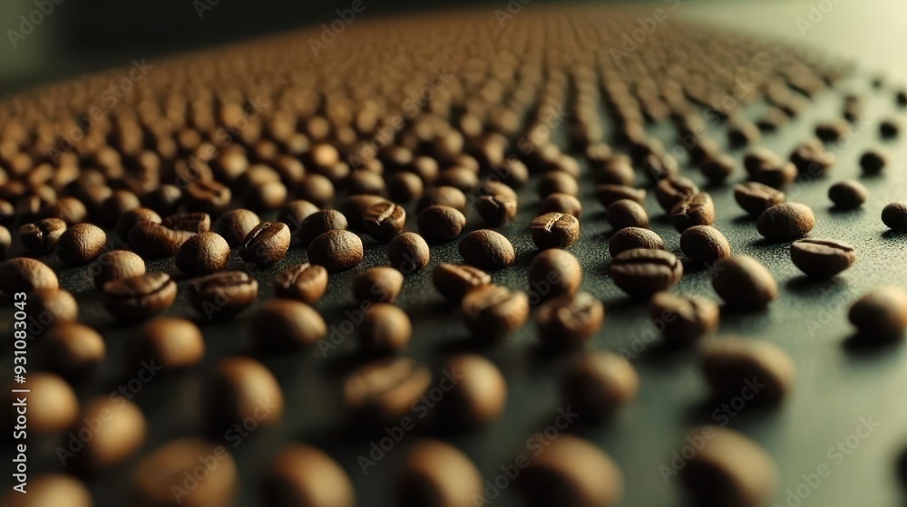 Obraz premium Close up of Roasted Coffee Beans on Dark Background