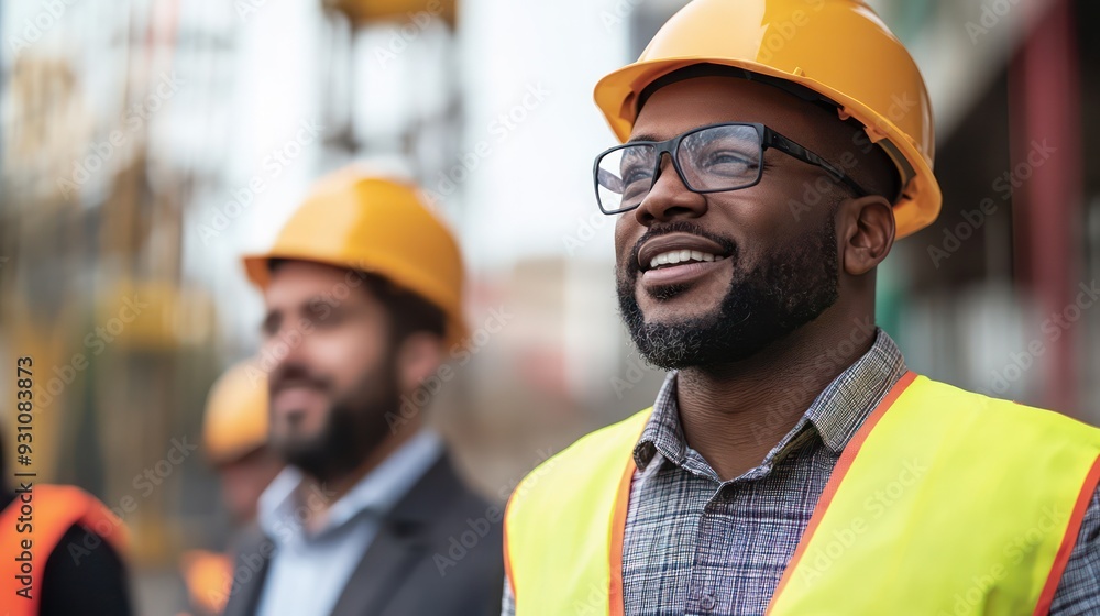 Diverse team of engineers and foremen discussing a project at a construction site, emphasizing collaboration and diversity. Diverse team of engineers and foremen discussing a project at a construction site, emphasizing collaboration and diversity.