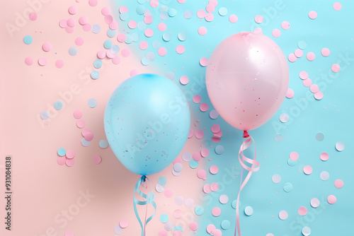 Gender reveal party background frame with balloons photo