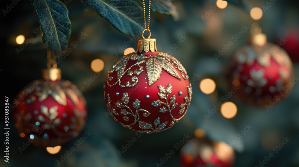 O is for ornate ornaments hanging from a tree. O is for ornate ornaments hanging from a tree.