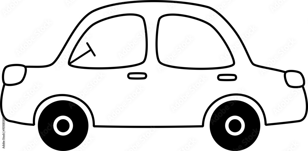 Cute car transportation doodle line art for kids coloring page Cute car transportation doodle line art for kids coloring page