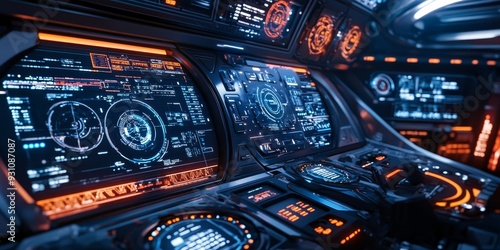 Wallpaper Mural A cutting-edge space mission dashboard, with glowing digital gauges, orbit projections, and advanced control panels Torontodigital.ca