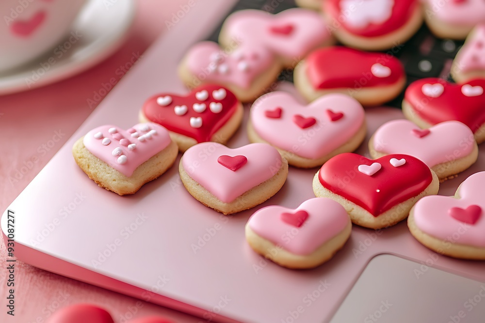 Heart shaped cookies icing for Valentine's day delicious homemade natural pastry, baking with love for Valentine's day, love concept Heart shaped cookies icing for Valentine's day delicious homemade natural pastry, baking with love for Valentine's day, love concept
